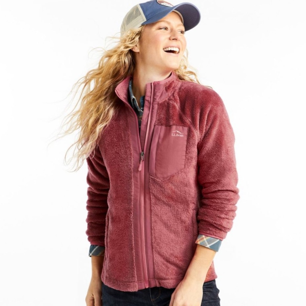L.L. Bean Women's Plush Full-Zip Jacket in Dusty Rose